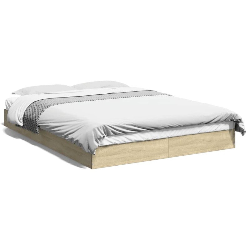 vidaXL Bettgestell Sonoma-Eiche 135x190 cm Holzwerkstoff vidaXL Bettgestell Sonoma-Eiche 135x190 cm Holzwerkstoff
