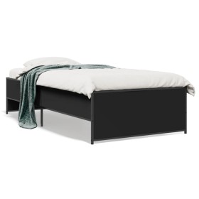 vidaXL Bettgestell Schwarz 90x200 cm Holzwerkstoff und Metall