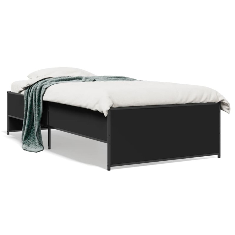 vidaXL Bettgestell Schwarz 90x200 cm Holzwerkstoff und Metall vidaXL Bettgestell Schwarz 90x200 cm Holzwerkstoff und Metall