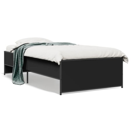 vidaXL Bettgestell Schwarz 90x200 cm Holzwerkstoff und Metall