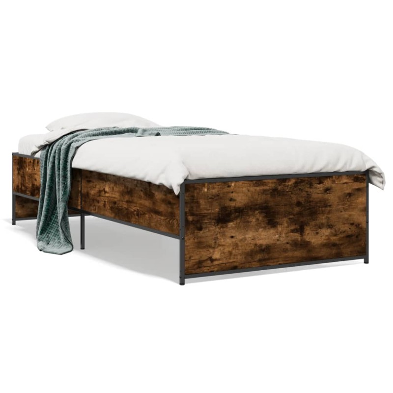 vidaXL Bettgestell Räuchereiche 90x190 cm Holzwerkstoff und Metall vidaXL Bettgestell Räuchereiche 90x190 cm Holzwerkstoff und Metall