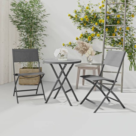 3-tlg. Bistro-Set Klappbar Stahl Grau