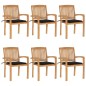 Stapelbare Gartenstühle mit Kissen 6 Stk. Massivholz Teak Stapelbare Gartenstühle mit Kissen 6 Stk. Massivholz Teak