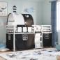 vidaXL Etagenbett mit Vorhängen Weiß & Schwarz 90x190 cm Kiefernholz vidaXL Etagenbett mit Vorhängen Weiß & Schwarz 90x190 cm Kiefernholz