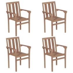 vidaXL Stapelbare Gartenstühle 4 Stk. Massivholz Teak