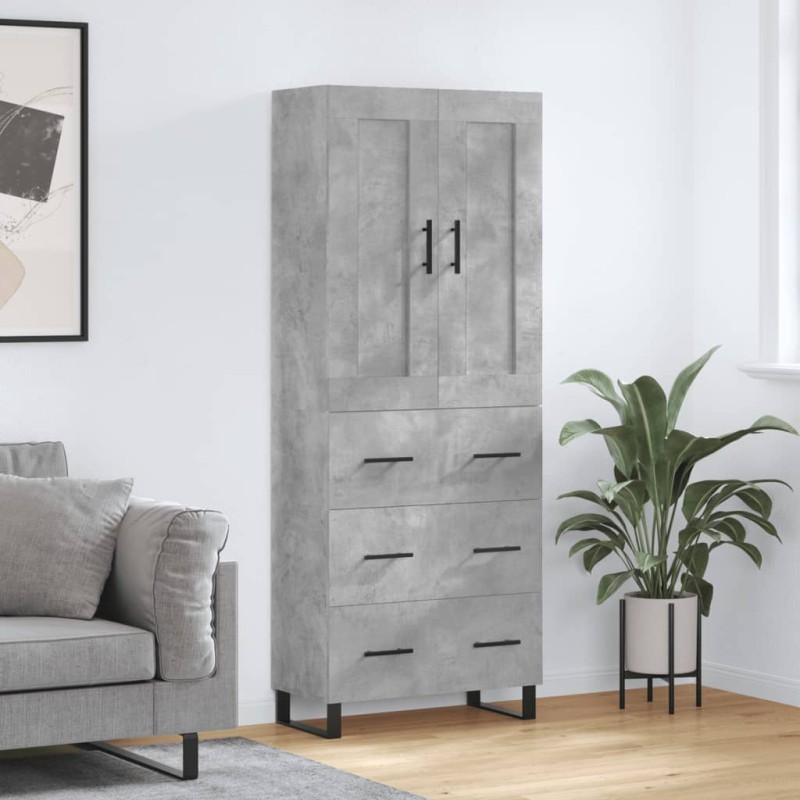 Highboard Betongrau 69,5x34x180 cm Holzwerkstoff Highboard Betongrau 69,5x34x180 cm Holzwerkstoff