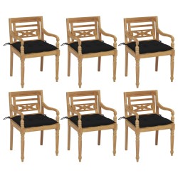 Batavia-Stühle mit Kissen 6 Stk. Massivholz Teak