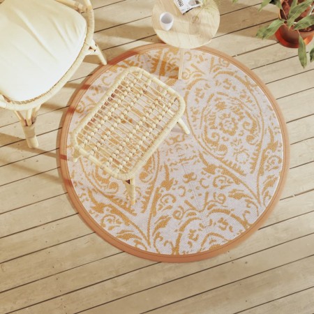 vidaXL Outdoor-Teppich Orange und Weiß Ø120 cm PP