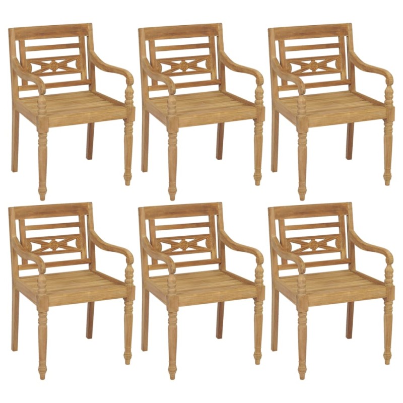Batavia-Stühle 6 Stk. Massivholz Teak Batavia-Stühle 6 Stk. Massivholz Teak