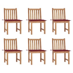 Gartenstühle 6 Stk. mit Kissen Massivholz Teak