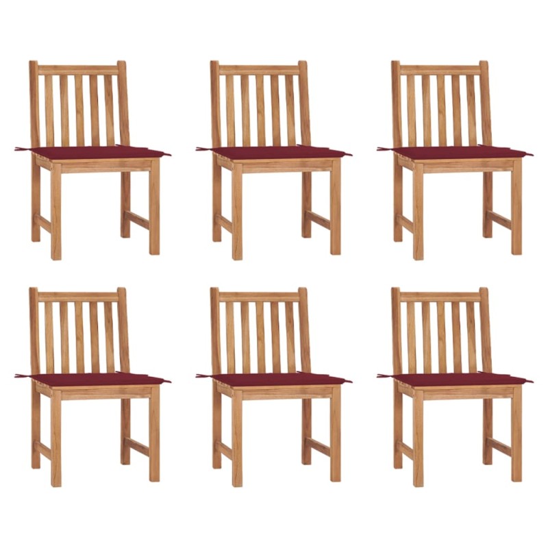 Gartenstühle 6 Stk. mit Kissen Massivholz Teak Gartenstühle 6 Stk. mit Kissen Massivholz Teak