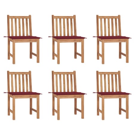 Gartenstühle 6 Stk. mit Kissen Massivholz Teak