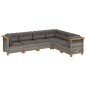 vidaXL 6-tlg. Garten-Sofagarnitur mit Kissen Grau Poly Rattan vidaXL 6-tlg. Garten-Sofagarnitur mit Kissen Grau Poly Rattan