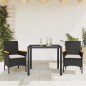 vidaXL 3-tlg. Garten-Essgruppe mit Kissen Schwarz Poly Rattan Glas vidaXL 3-tlg. Garten-Essgruppe mit Kissen Schwarz Poly Rattan Glas