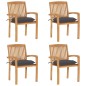 Stapelbare Gartenstühle mit Kissen 4 Stk. Massivholz Teak Stapelbare Gartenstühle mit Kissen 4 Stk. Massivholz Teak