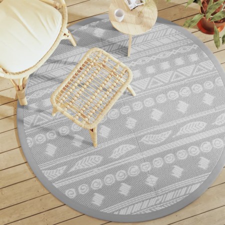 vidaXL Outdoor-Teppich Grau Ø160 cm PP