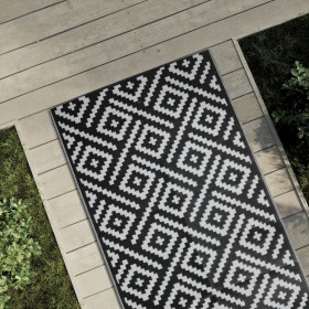 vidaXL Outdoor-Teppich Weiß und Schwarz 80x150 cm PP