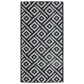 vidaXL Outdoor-Teppich Weiß und Schwarz 80x150 cm PP