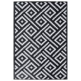 vidaXL Outdoor-Teppich Weiß und Schwarz 160x230 cm PP
