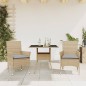 vidaXL 3-tlg. Garten-Essgruppe mit Kissen Beige Poly Rattan und Glas vidaXL 3-tlg. Garten-Essgruppe mit Kissen Beige Poly Rattan und Glas