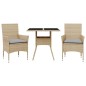 vidaXL 3-tlg. Garten-Essgruppe mit Kissen Beige Poly Rattan und Glas vidaXL 3-tlg. Garten-Essgruppe mit Kissen Beige Poly Rattan und Glas