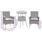 vidaXL 3-tlg. Garten-Essgruppe mit Kissen Grau Poly Rattan und Glas vidaXL 3-tlg. Garten-Essgruppe mit Kissen Grau Poly Rattan und Glas