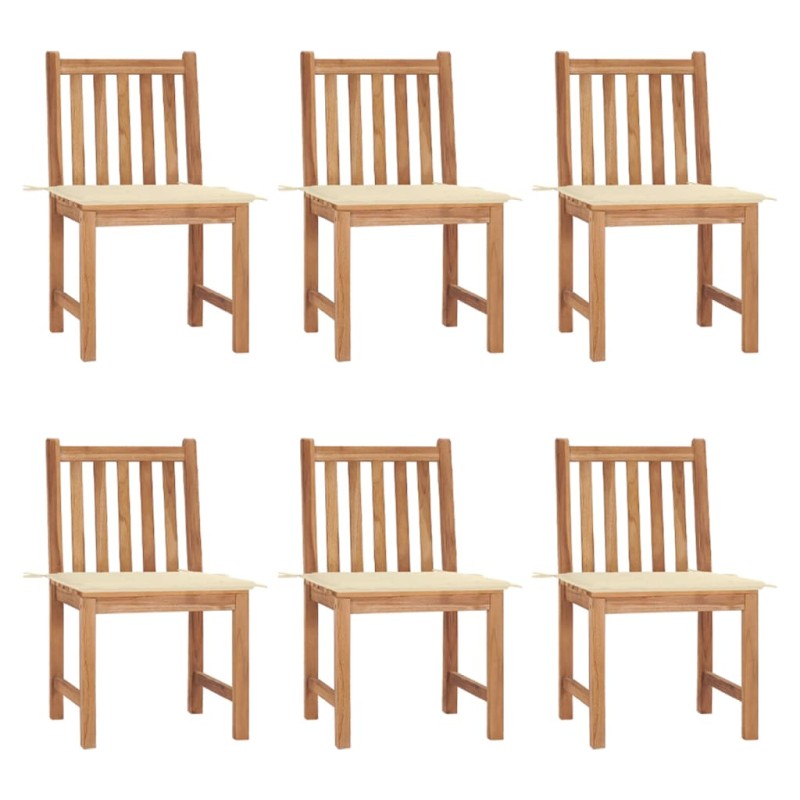 Gartenstühle 6 Stk. mit Kissen Massivholz Teak Gartenstühle 6 Stk. mit Kissen Massivholz Teak