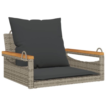 vidaXL Hängesessel mit Kissen Grau 63x62x40 cm Poly Rattan