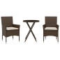 vidaXL 3-tlg. Bistro-Set mit Kissen Braun Poly Rattan und Glas vidaXL 3-tlg. Bistro-Set mit Kissen Braun Poly Rattan und Glas