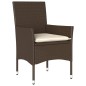 vidaXL 3-tlg. Bistro-Set mit Kissen Braun Poly Rattan und Glas vidaXL 3-tlg. Bistro-Set mit Kissen Braun Poly Rattan und Glas