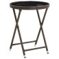 vidaXL 3-tlg. Bistro-Set mit Kissen Braun Poly Rattan und Glas vidaXL 3-tlg. Bistro-Set mit Kissen Braun Poly Rattan und Glas