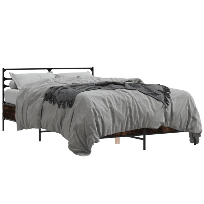 vidaXL Bettgestell Räuchereiche 120x200 cm Holzwerkstoff und Metall vidaXL Bettgestell Räuchereiche 120x200 cm Holzwerkstoff und Metall