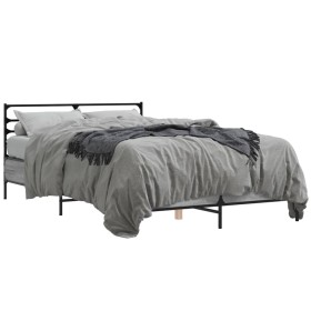 vidaXL Bettgestell Grau Sonoma 140x200 cm Holzwerkstoff und Metall