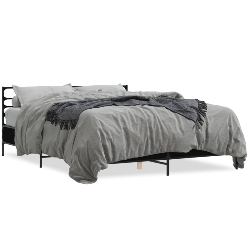 vidaXL Bettgestell Schwarz 150x200 cm Holzwerkstoff und Metall vidaXL Bettgestell Schwarz 150x200 cm Holzwerkstoff und Metall