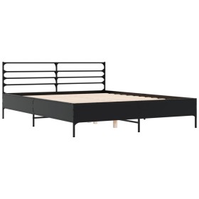 vidaXL Bettgestell Schwarz 150x200 cm Holzwerkstoff und Metall