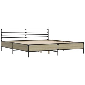 vidaXL Bettgestell Sonoma-Eiche 180x200 cm Holzwerkstoff und Metall