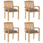 Stapelbare Gartenstühle mit Kissen 4 Stk. Massivholz Teak Stapelbare Gartenstühle mit Kissen 4 Stk. Massivholz Teak