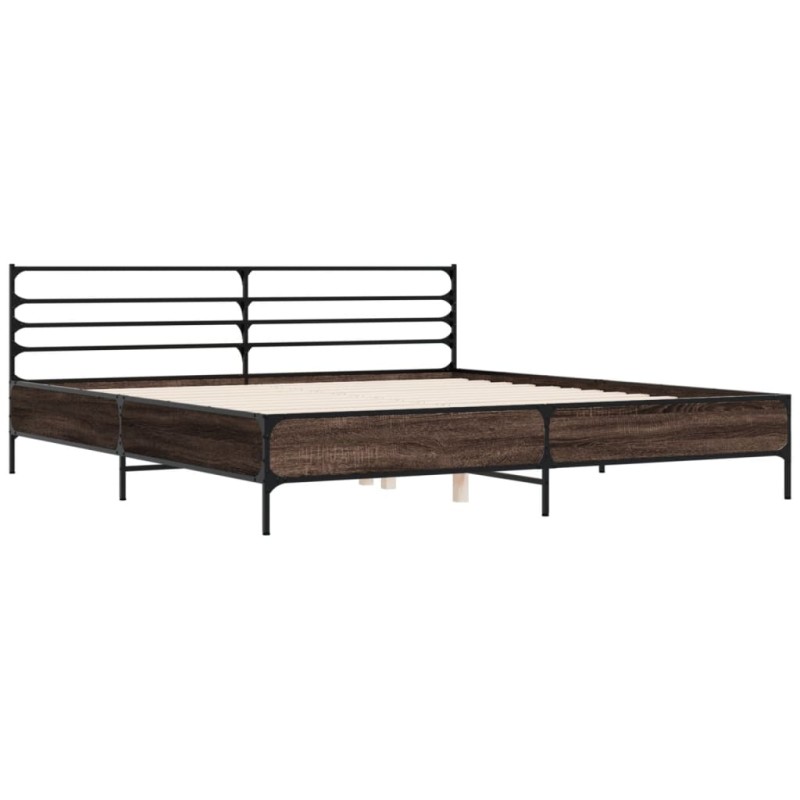 vidaXL Bettgestell Braun Eichen-Optik 200x200 cm Holzwerkstoff Metall vidaXL Bettgestell Braun Eichen-Optik 200x200 cm Holzwerkstoff Metall