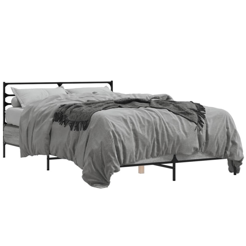 vidaXL Bettgestell Grau Sonoma 120x190 cm Holzwerkstoff und Metall vidaXL Bettgestell Grau Sonoma 120x190 cm Holzwerkstoff und Metall