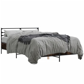 vidaXL Bettgestell Räuchereiche 140x190 cm Holzwerkstoff und Metall
