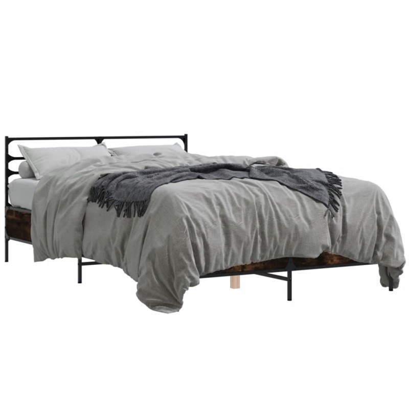 vidaXL Bettgestell Räuchereiche 140x190 cm Holzwerkstoff und Metall vidaXL Bettgestell Räuchereiche 140x190 cm Holzwerkstoff und Metall