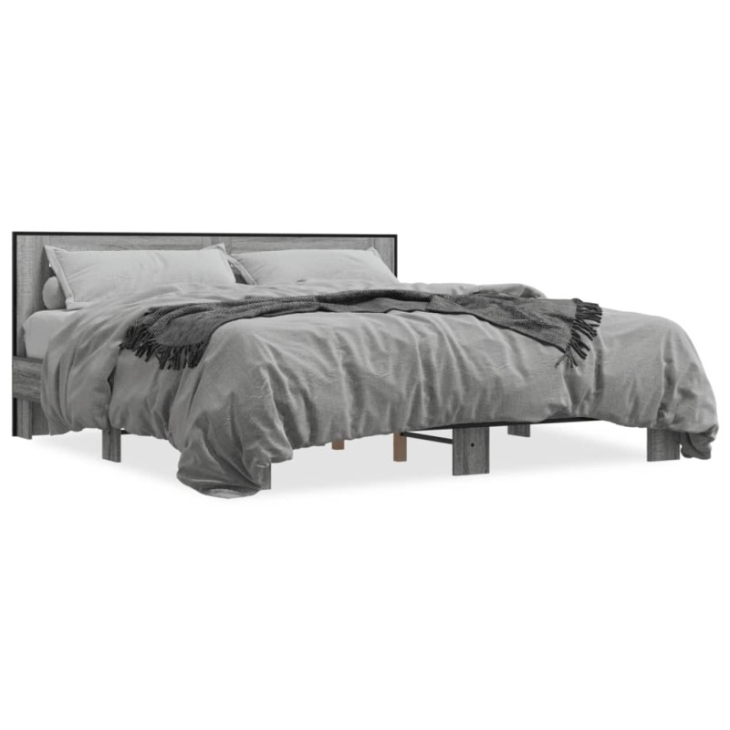 vidaXL Bettgestell Grau Sonoma 200x200 cm Holzwerkstoff und Metall vidaXL Bettgestell Grau Sonoma 200x200 cm Holzwerkstoff und Metall