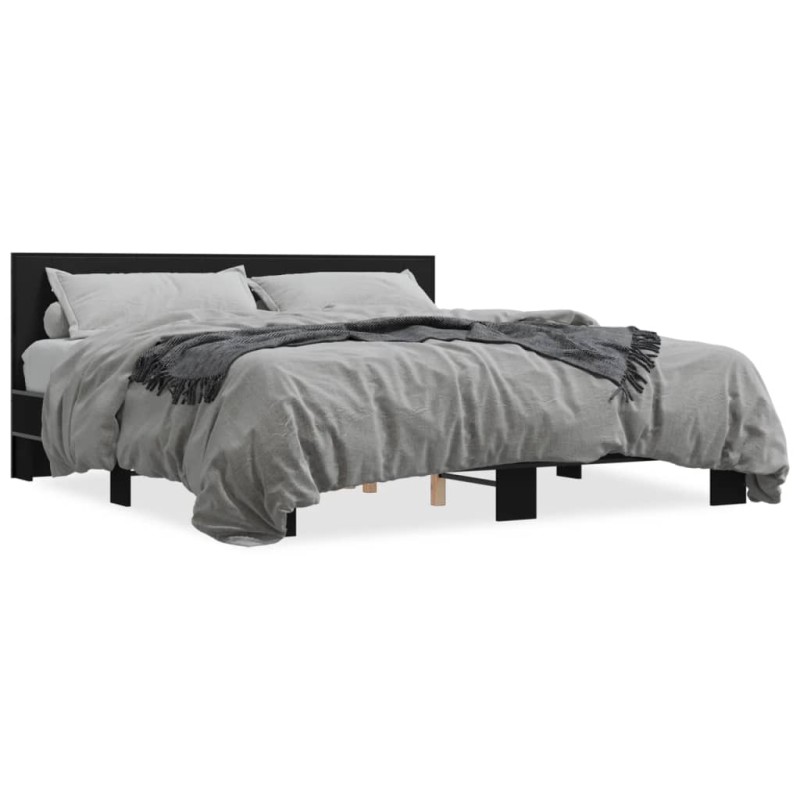 vidaXL Bettgestell Schwarz 180x200 cm Holzwerkstoff und Metall vidaXL Bettgestell Schwarz 180x200 cm Holzwerkstoff und Metall
