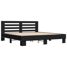 vidaXL Bettgestell Schwarz 180x200 cm Holzwerkstoff und Metall