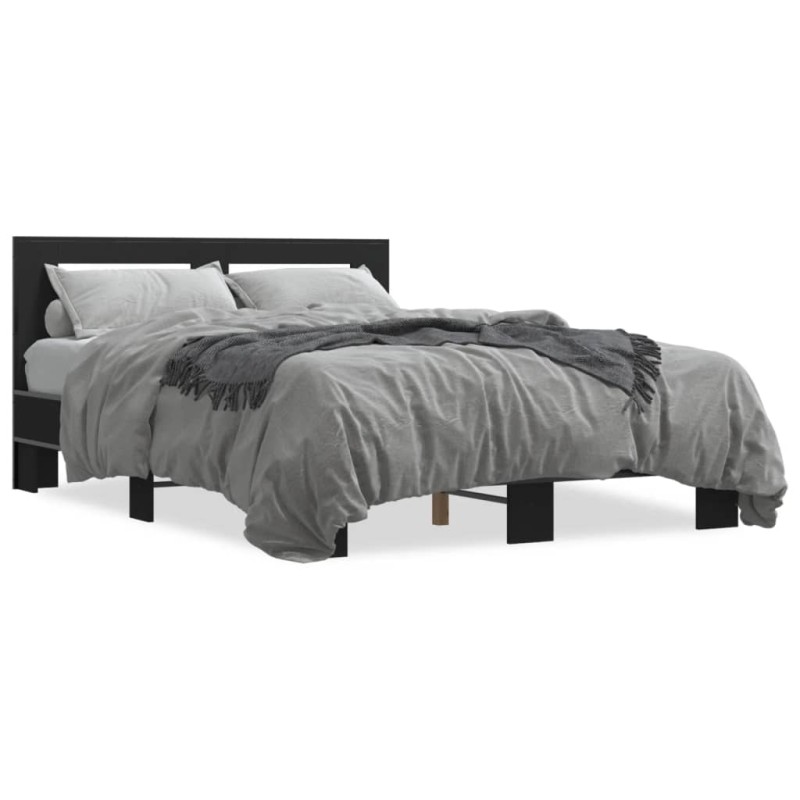 vidaXL Bettgestell Schwarz 140x200 cm Holzwerkstoff und Metall vidaXL Bettgestell Schwarz 140x200 cm Holzwerkstoff und Metall