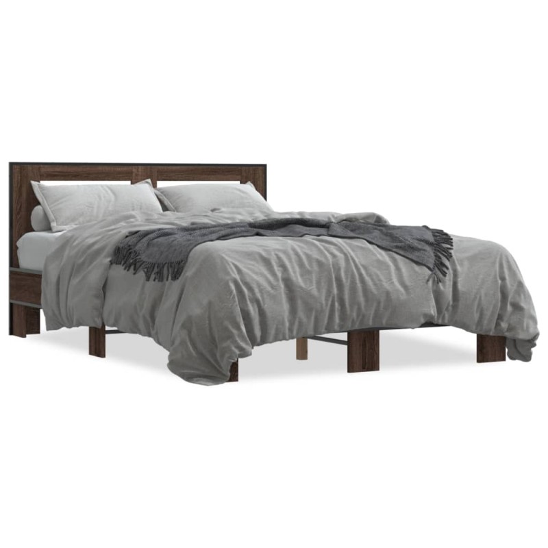 vidaXL Bettgestell Braun Eichen-Optik 120x190 cm Holzwerkstoff Metall vidaXL Bettgestell Braun Eichen-Optik 120x190 cm Holzwerkstoff Metall