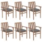 Stapelbare Gartenstühle mit Kissen 6 Stk. Massivholz Teak Stapelbare Gartenstühle mit Kissen 6 Stk. Massivholz Teak