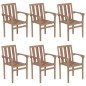 Stapelbare Gartenstühle mit Kissen 6 Stk. Massivholz Teak Stapelbare Gartenstühle mit Kissen 6 Stk. Massivholz Teak