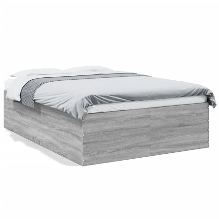 vidaXL Bettgestell Grau Sonoma 135x190 cm Holzwerkstoff