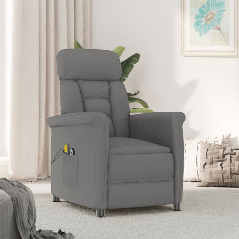 Massagesessel Elektrisch Dunkelgrau Wildleder-Optik Massagesessel Elektrisch Dunkelgrau Wildleder-Optik